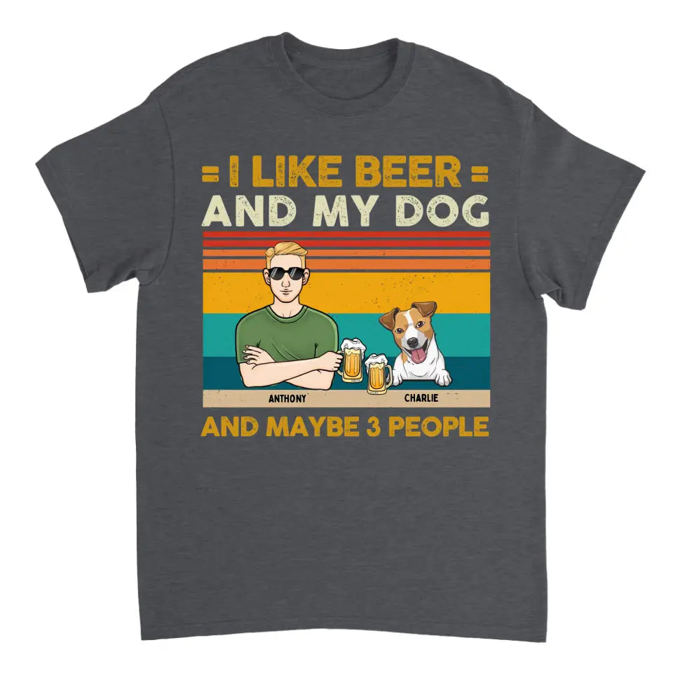 Ich mag Bier und meine Hunde und kann 3 Personen sein – personalisiertes Unisex-T-Shirt, Sweatshirt, Kapuzenpullover – Geschenke für Hundeliebhaber