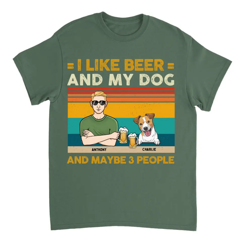 Ich mag Bier und meine Hunde und kann 3 Personen sein – personalisiertes Unisex-T-Shirt, Sweatshirt, Kapuzenpullover – Geschenke für Hundeliebhaber