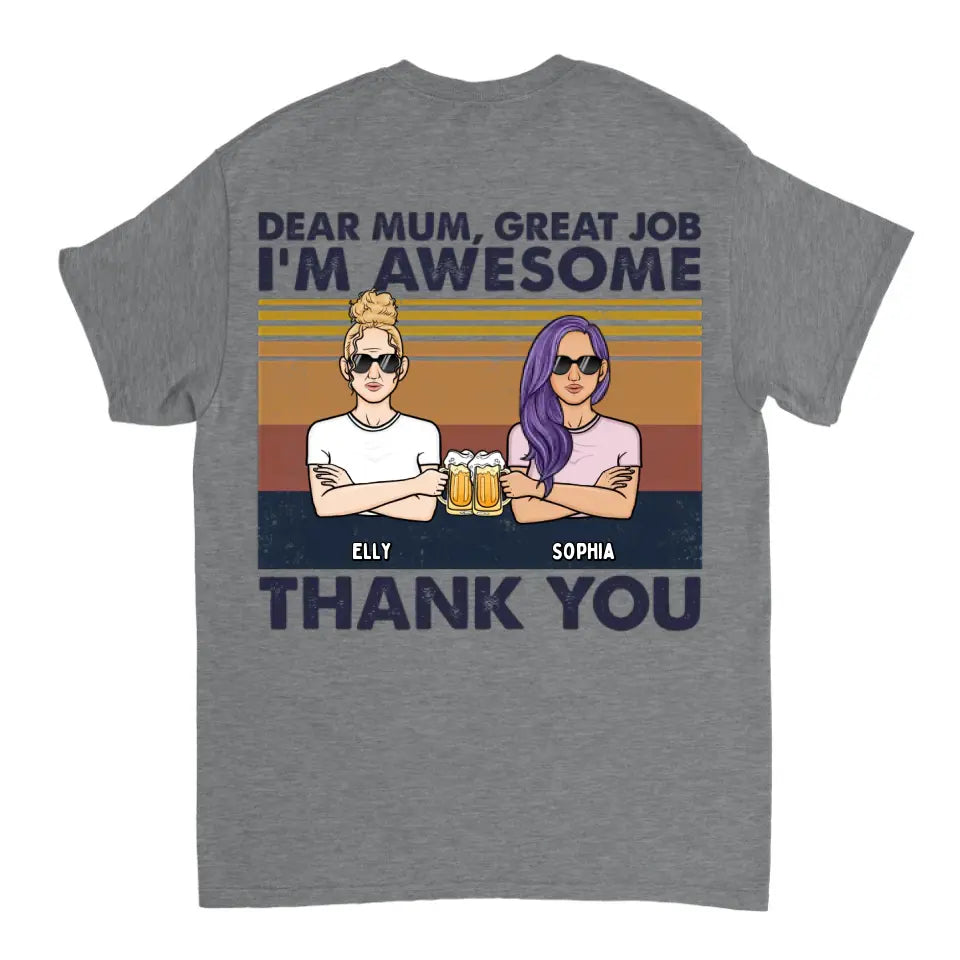 Liebe Mama, wir sind großartig, danke – personalisiertes Unisex-T-Shirt, Kapuzenpullover, Sweatshirt – Geschenk für Mama, Mama, Mama