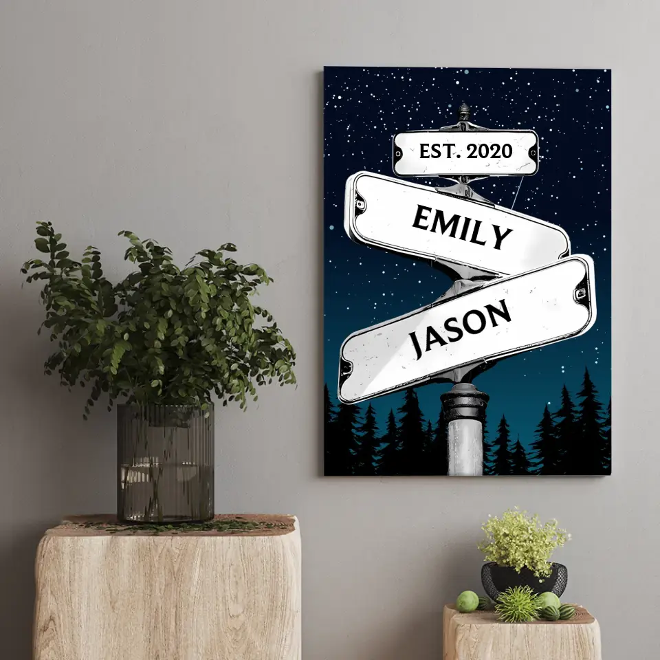 Always Beside You Street Art - Personalized Vertical Canvas - Gift For Husband Wife, Couples