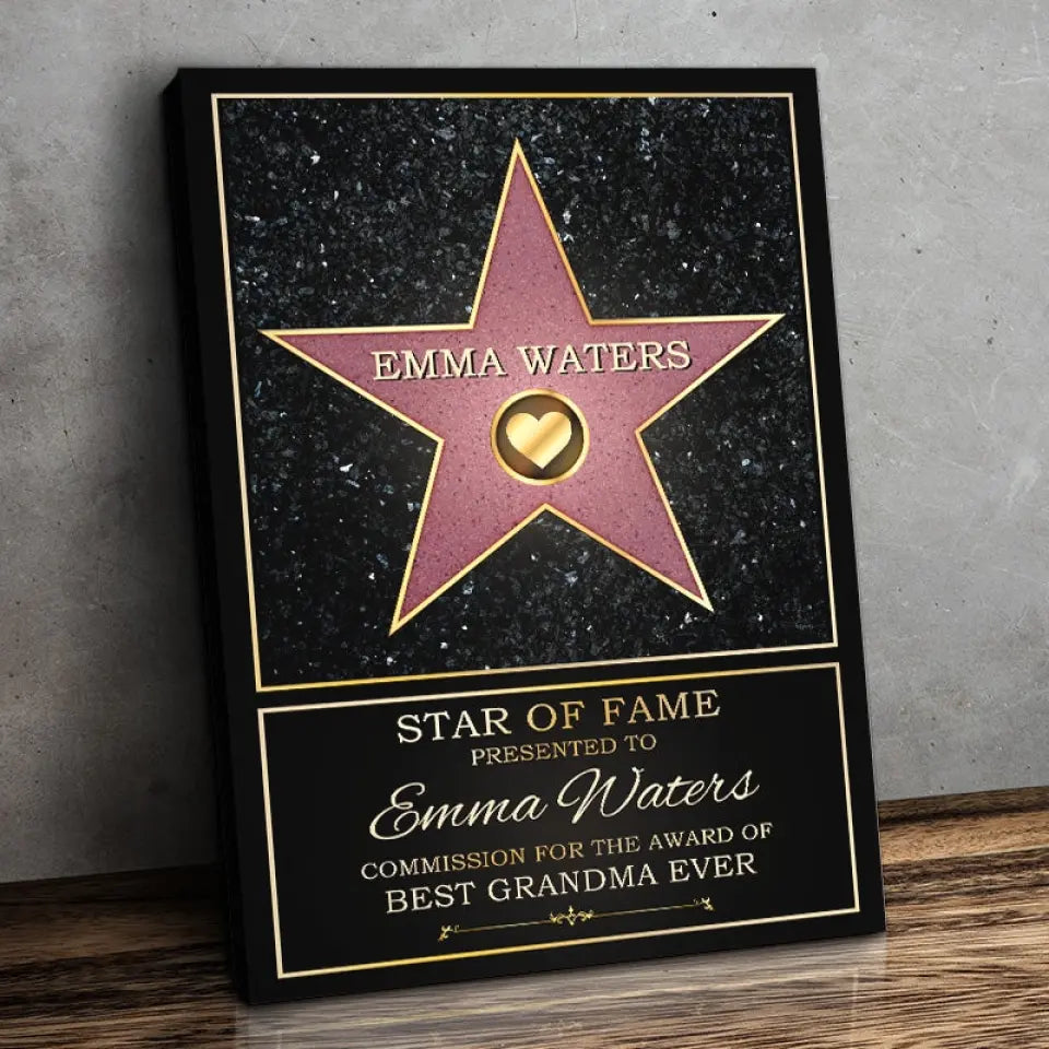 Star Of Fame, Best Mom, Best Dad Of The Year - Family Personalized Custom Vertical Canvas - Mother's Day, Father's Day, Birthday Gift For Mom And Dad