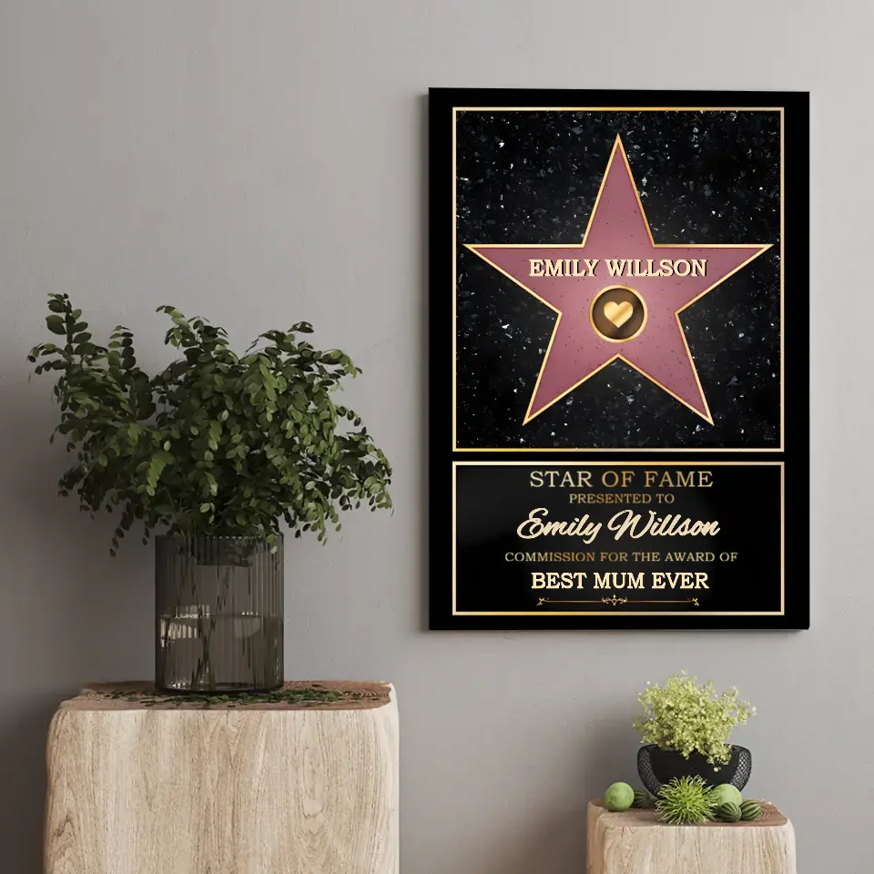 Star Of Fame, Best Mom, Best Dad Of The Year - Family Personalized Custom Vertical Canvas - Mother's Day, Father's Day, Birthday Gift For Mom And Dad