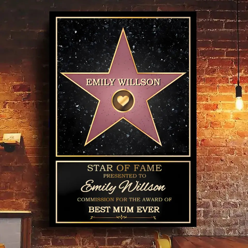 Star Of Fame, Best Mom, Best Dad Of The Year - Family Personalized Custom Vertical Canvas - Mother's Day, Father's Day, Birthday Gift For Mom And Dad