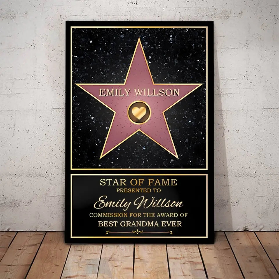 Star Of Fame, Best Mom, Best Dad Of The Year - Family Personalized Custom Vertical Canvas - Mother's Day, Father's Day, Birthday Gift For Mom And Dad