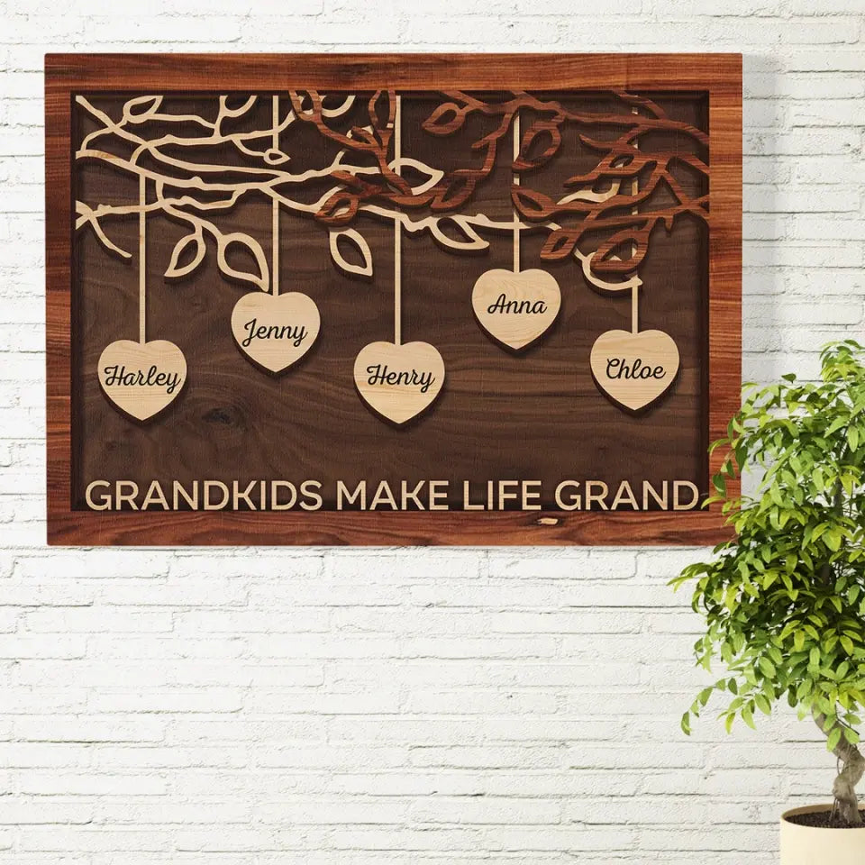 Love Grows Here - Personalized Horizontal Canvas - Gift For Mom, Grandma, Family Members