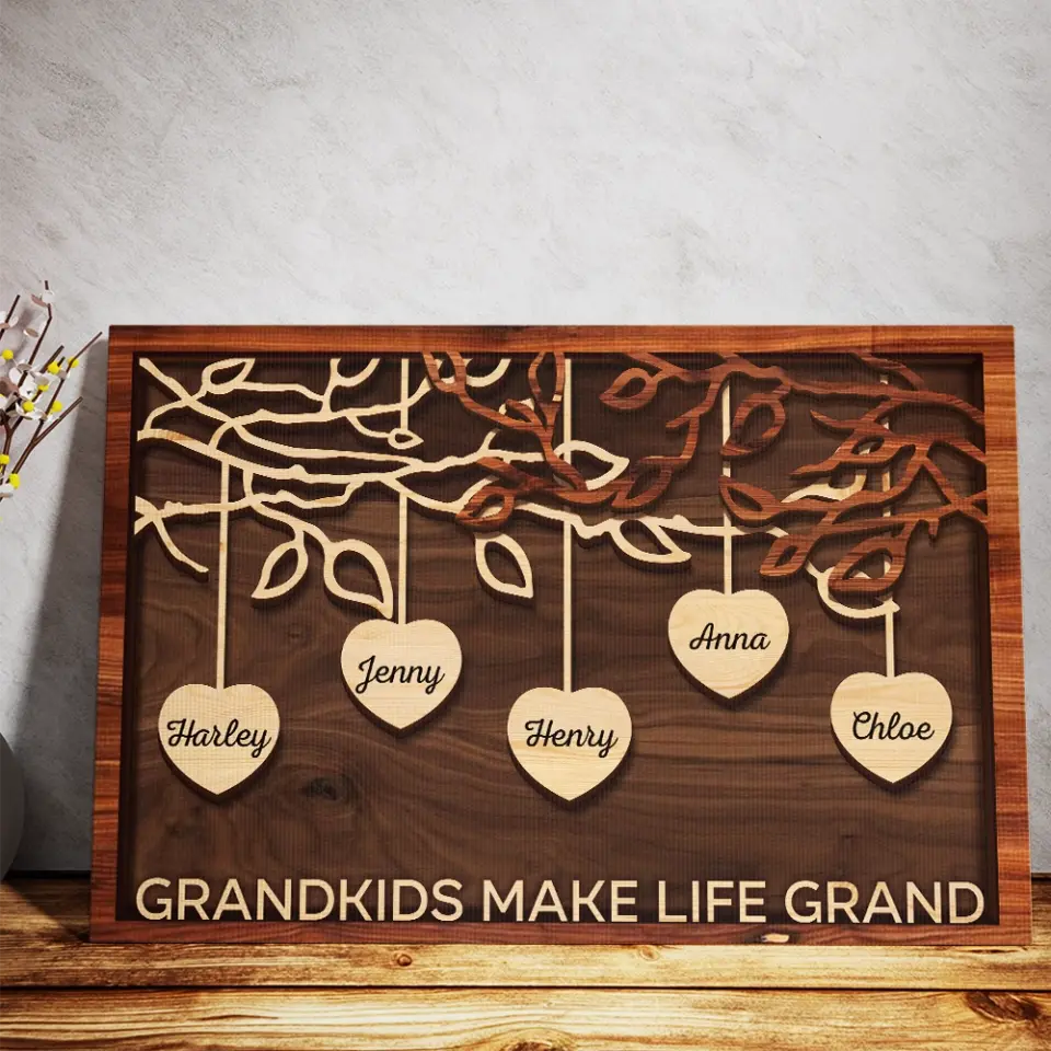Love Grows Here - Personalized Horizontal Canvas - Gift For Mom, Grandma, Family Members