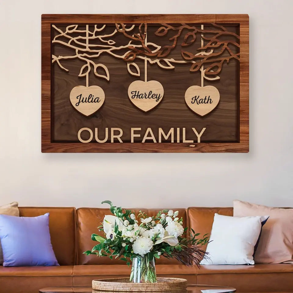 Love Grows Here - Personalized Horizontal Canvas - Gift For Mom, Grandma, Family Members