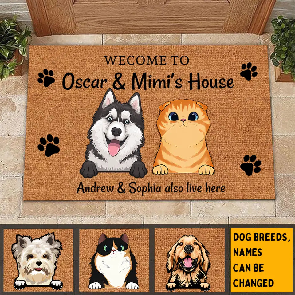 Welcome To Doormat Human Just Live Here - Personalized Dog Cat Doormat