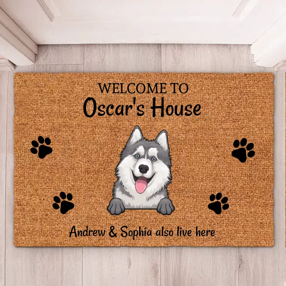 Welcome To Doormat Human Just Live Here - Personalized Dog Cat Doormat