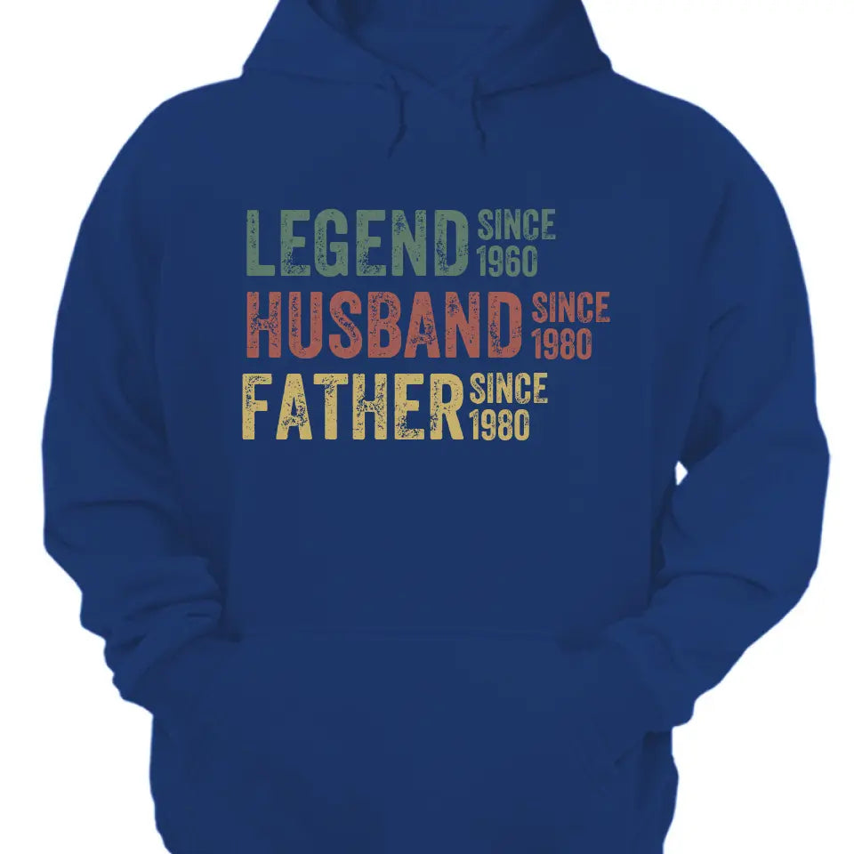 Personalized Dad Grandpa Shirt, Father's Day Shirt, Husband Father Grandpa Legend, Grandfather Custom Dates, Funny Dad Birthday Gift for Men