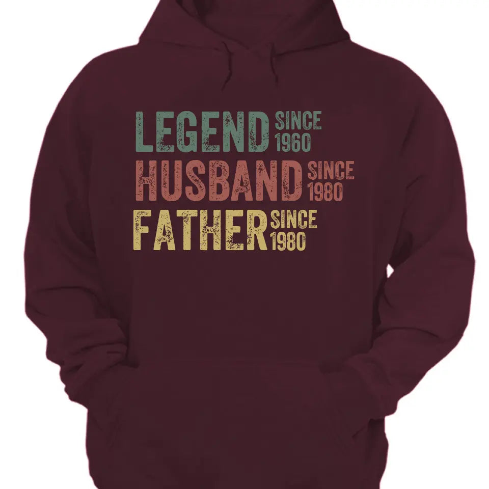 Personalized Dad Grandpa Shirt, Father's Day Shirt, Husband Father Grandpa Legend, Grandfather Custom Dates, Funny Dad Birthday Gift for Men