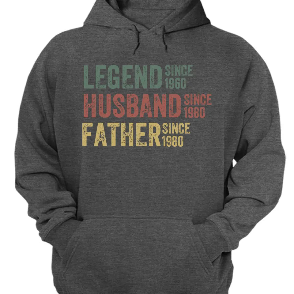Personalized Dad Grandpa Shirt, Father's Day Shirt, Husband Father Grandpa Legend, Grandfather Custom Dates, Funny Dad Birthday Gift for Men