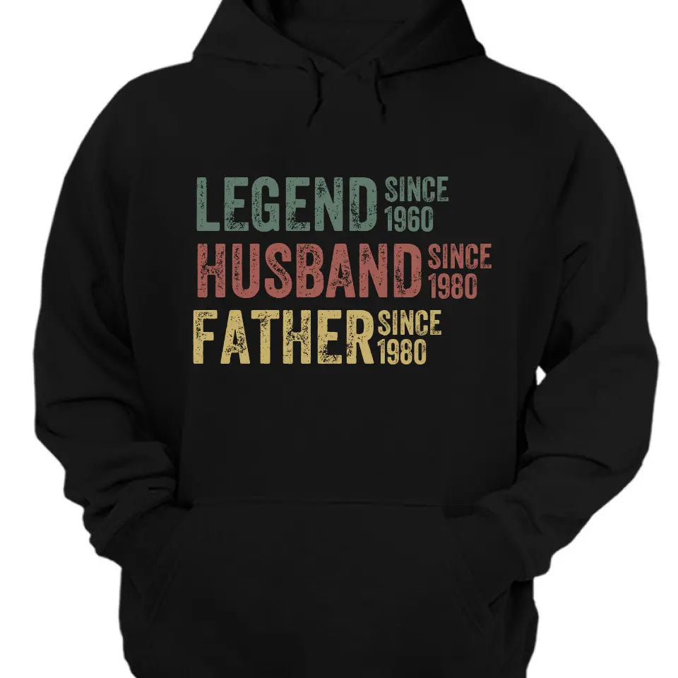 Personalized Dad Grandpa Shirt, Father's Day Shirt, Husband Father Grandpa Legend, Grandfather Custom Dates, Funny Dad Birthday Gift for Men
