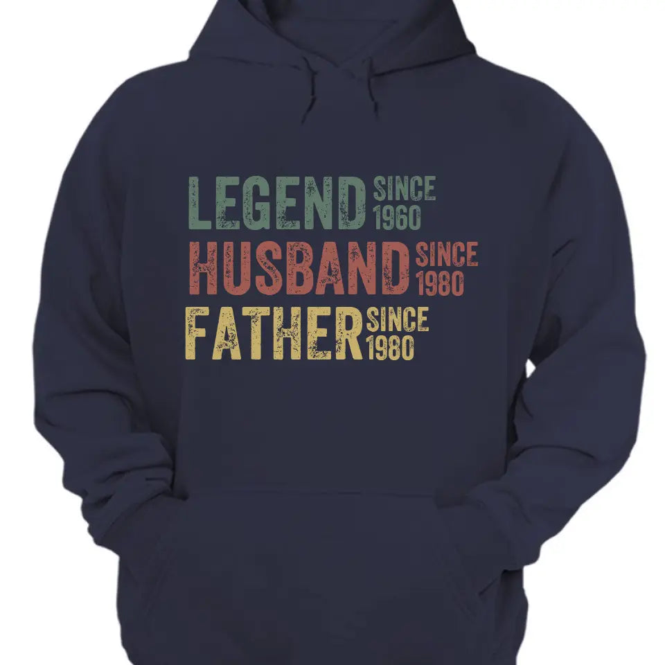 Personalized Dad Grandpa Shirt, Father's Day Shirt, Husband Father Grandpa Legend, Grandfather Custom Dates, Funny Dad Birthday Gift for Men