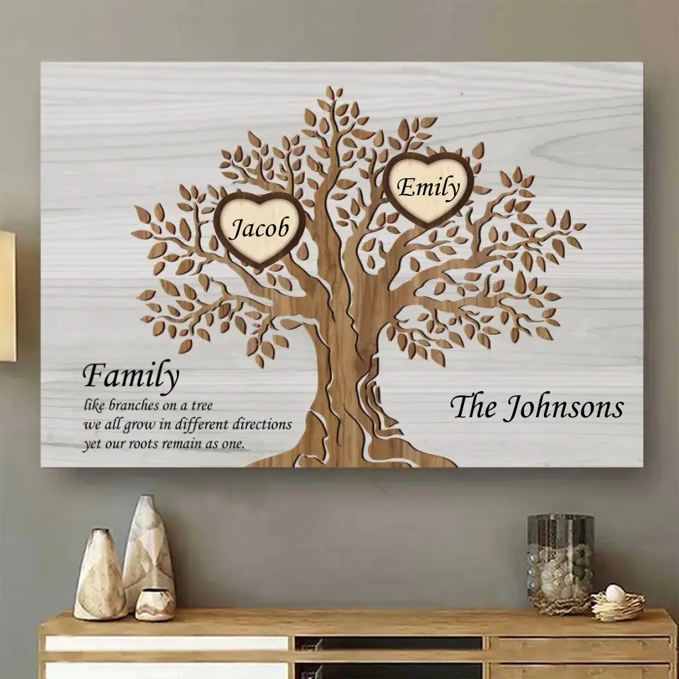 Family Tree - Personalized Horizontal Canvas - Gift For Mother, Mom, Mum, Family Members