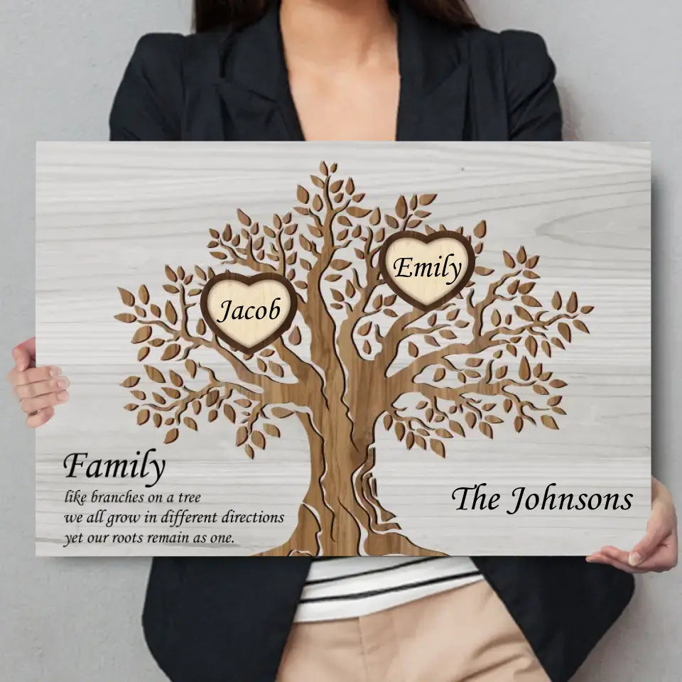 Family Tree - Personalized Horizontal Canvas - Gift For Mother, Mom, Mum, Family Members