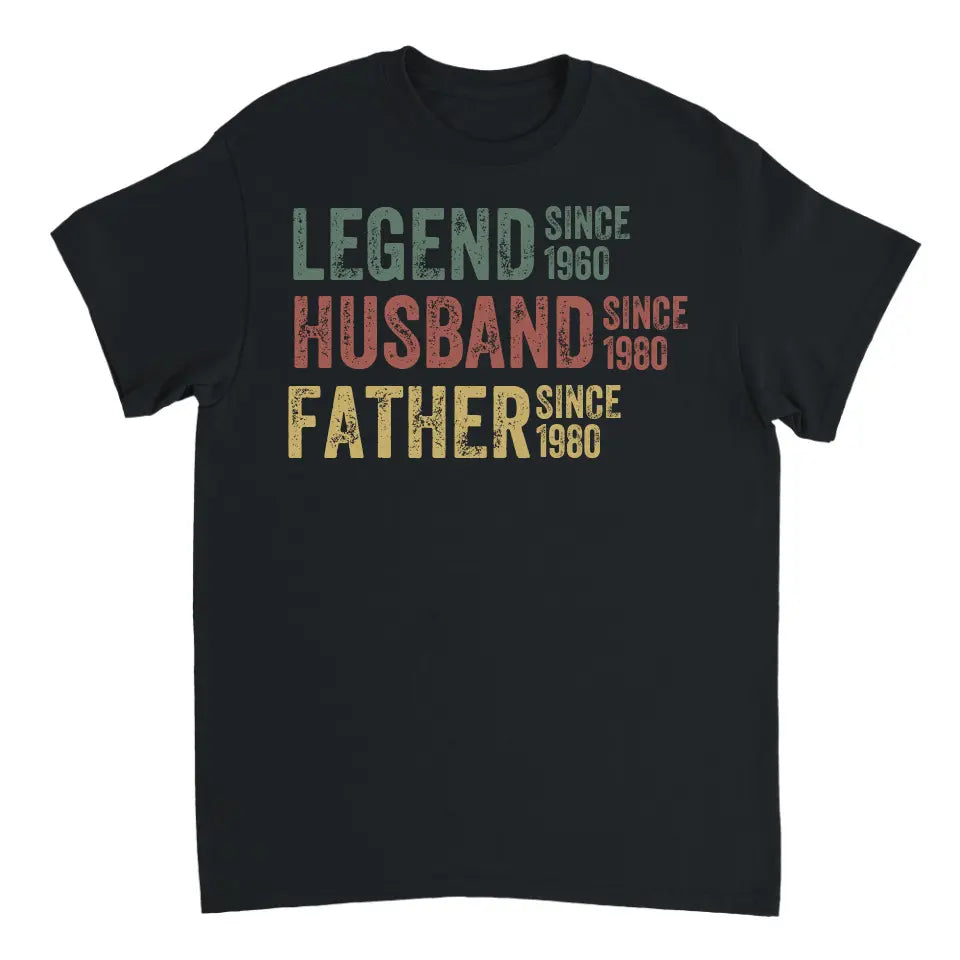 Personalized Dad Grandpa Shirt, Father's Day Shirt, Husband Father Grandpa Legend, Grandfather Custom Dates, Funny Dad Birthday Gift for Men