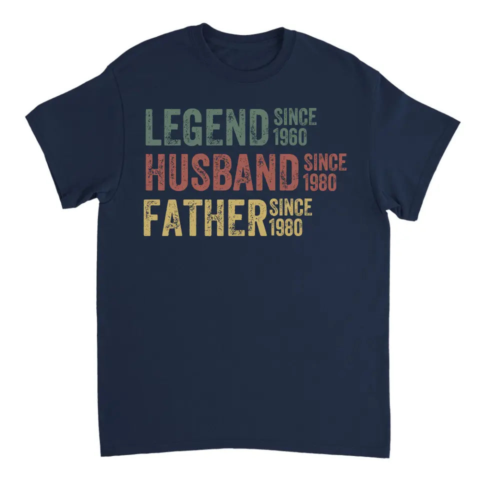 Personalized Dad Grandpa Shirt, Father's Day Shirt, Husband Father Grandpa Legend, Grandfather Custom Dates, Funny Dad Birthday Gift for Men