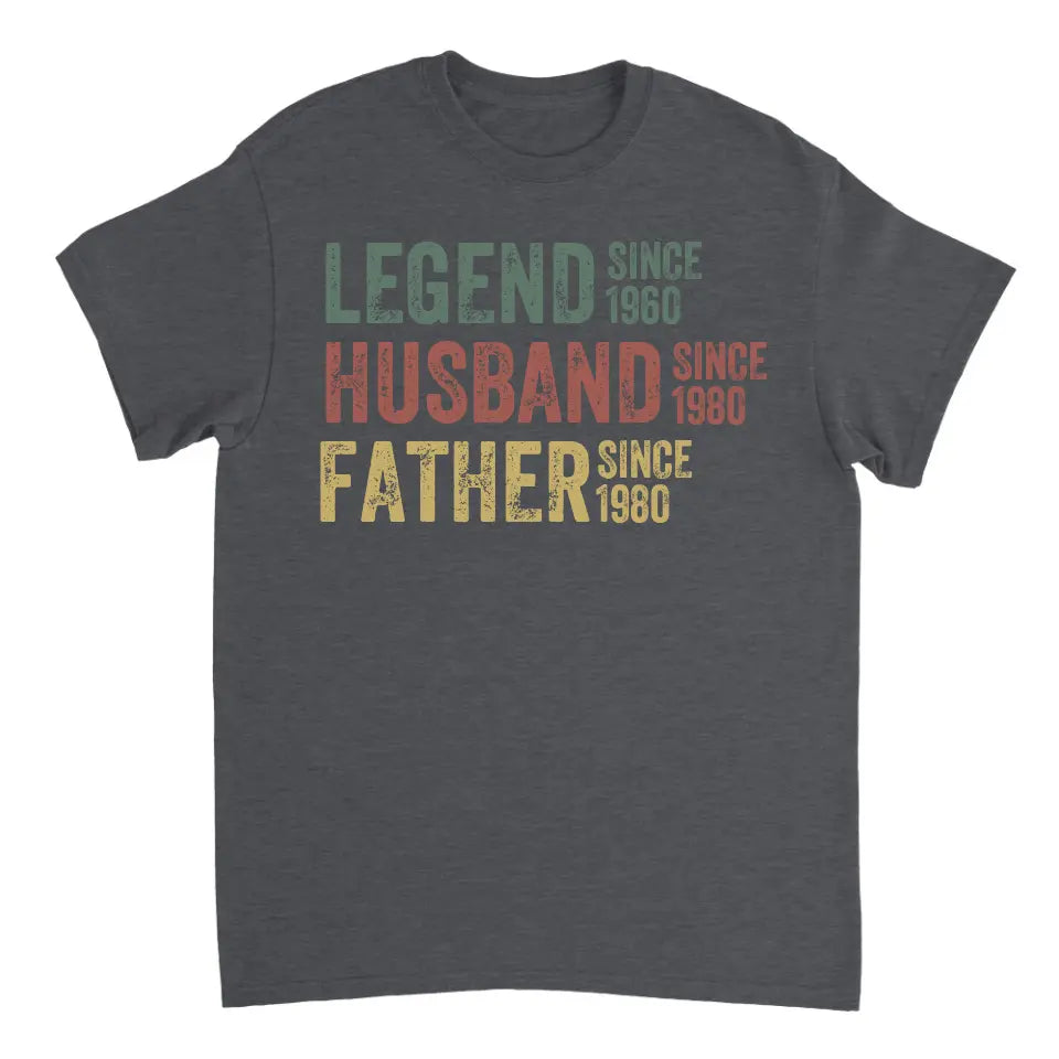 Personalized Dad Grandpa Shirt, Father's Day Shirt, Husband Father Grandpa Legend, Grandfather Custom Dates, Funny Dad Birthday Gift for Men