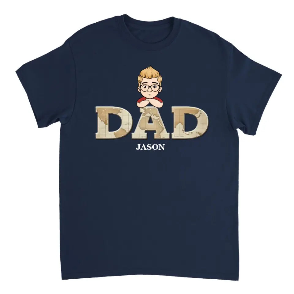 Vintage Map Papa Personalized T-shirt