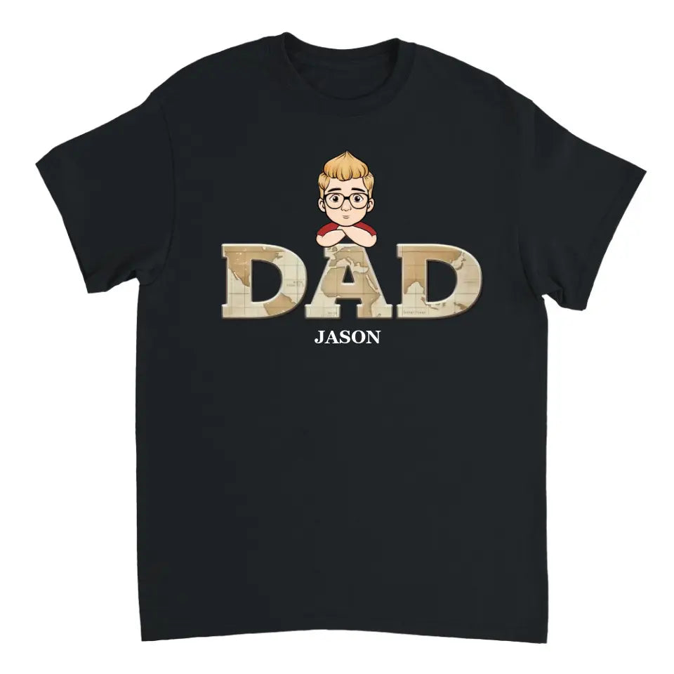Vintage Map Papa Personalized T-shirt