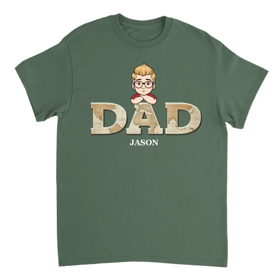 Vintage Map Papa Personalized T-shirt