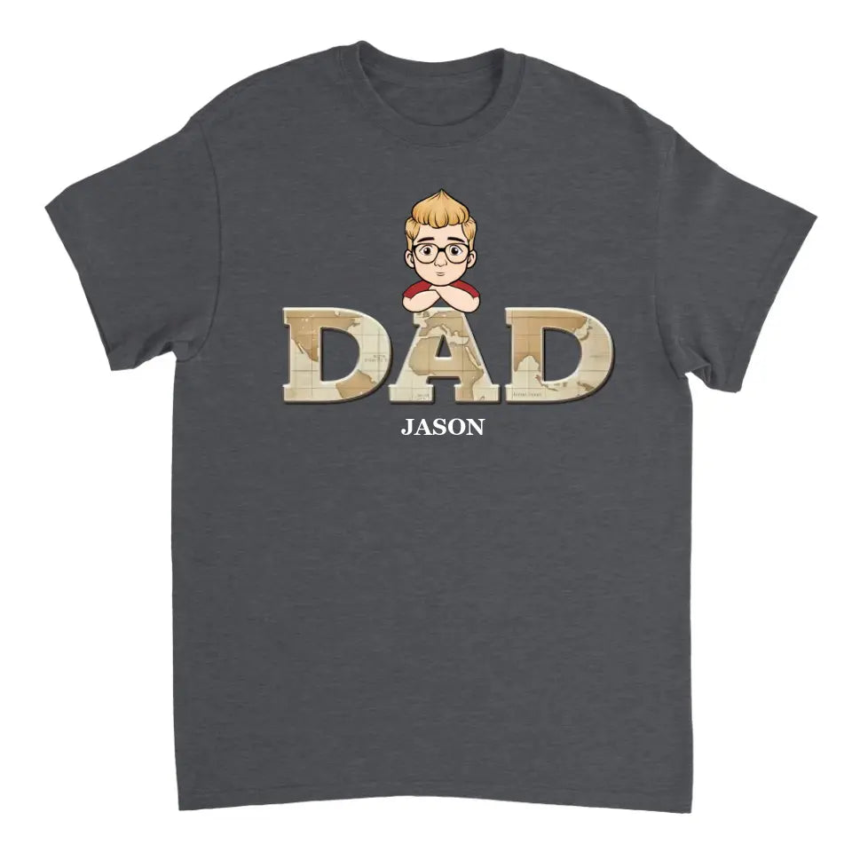 Vintage Map Papa Personalized T-shirt