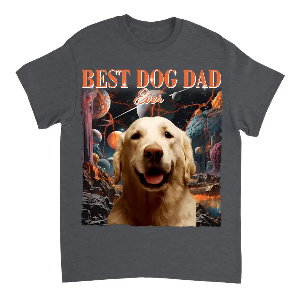 Foto personalizada El mejor perro papá de todos los tiempos - Camiseta unisex personalizada personalizada para la familia - Regalo para familiares, dueños de mascotas, amantes de las mascotas