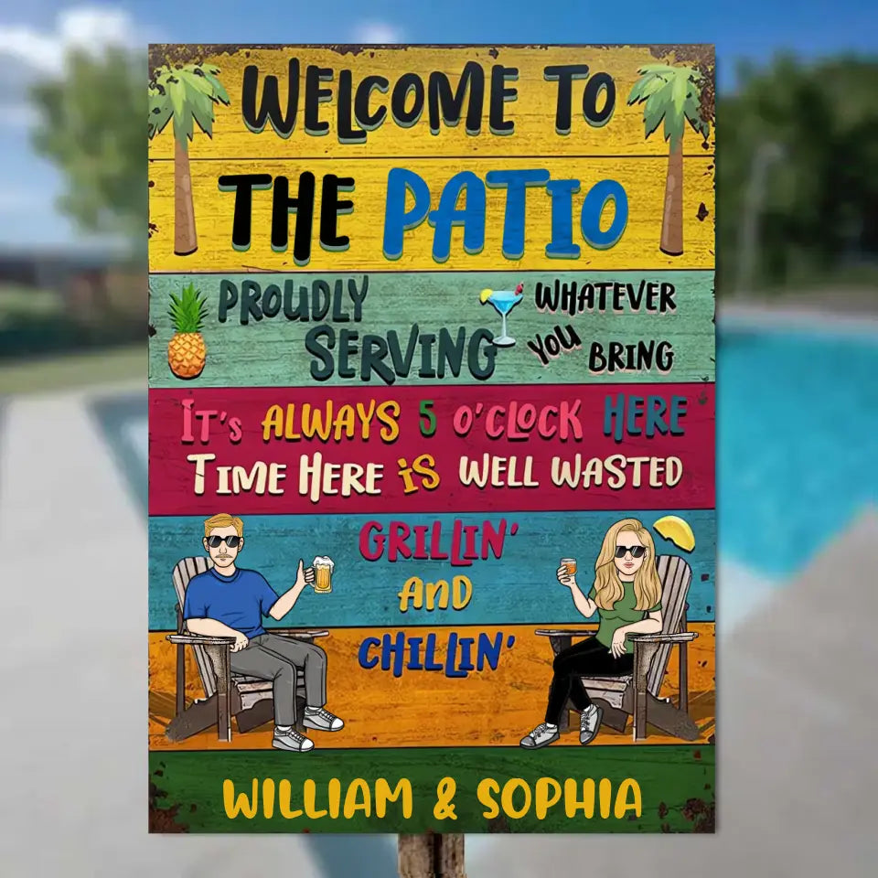 Summer Proudly Serving Whatever You Want - Personalized Custom Vertical Metal Sign