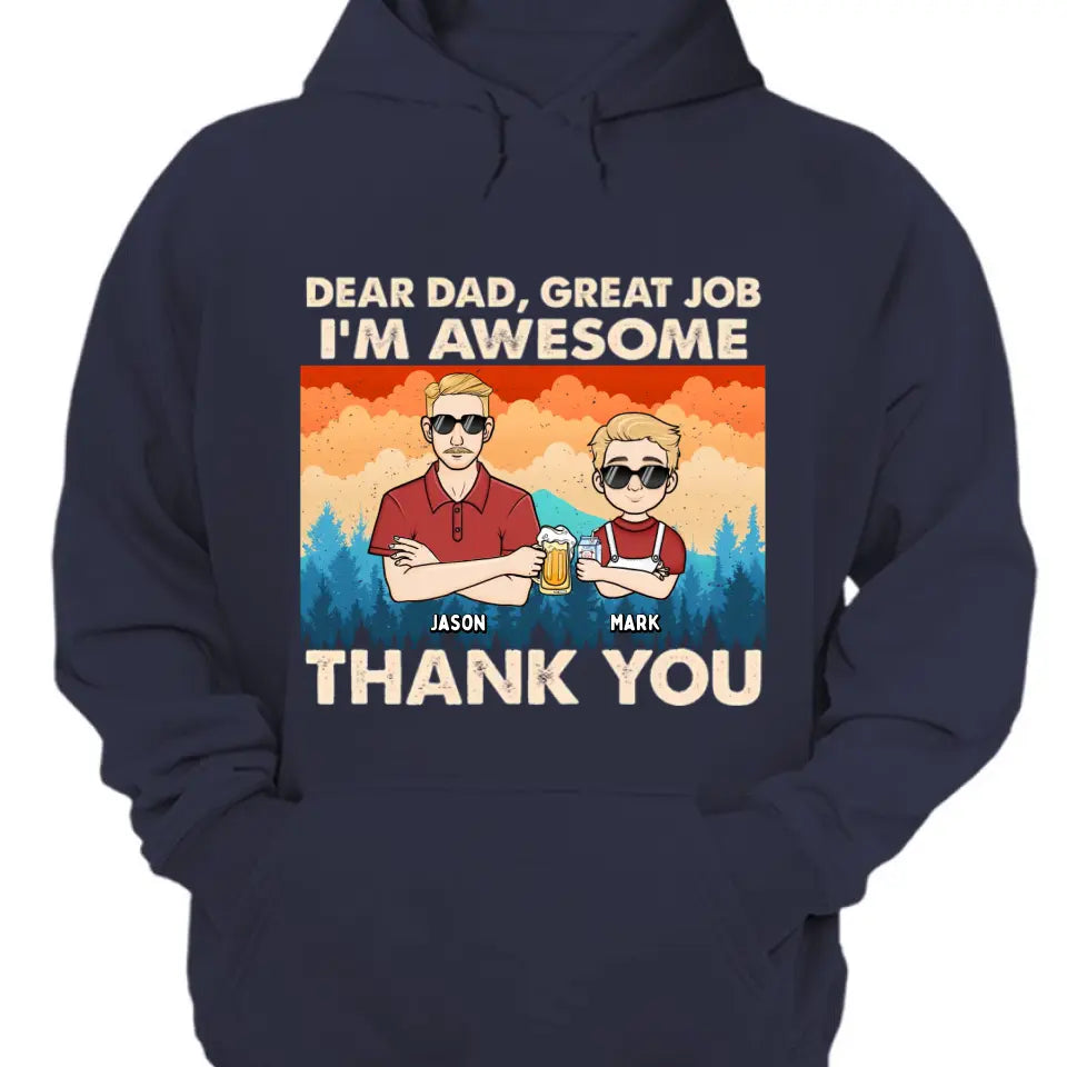 Dear Dad Great Job We're Awesome Kids Forest - Personalized Unisex T-shirt, Hoodie, Sweatshirt - Gift For Dad