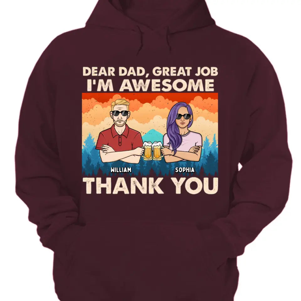 Dear Dad We're Awesome Thank You Forest Adult - Personalized Unisex T-shirt, Hoodie, Sweatshirt - Gift For Papa, Dad