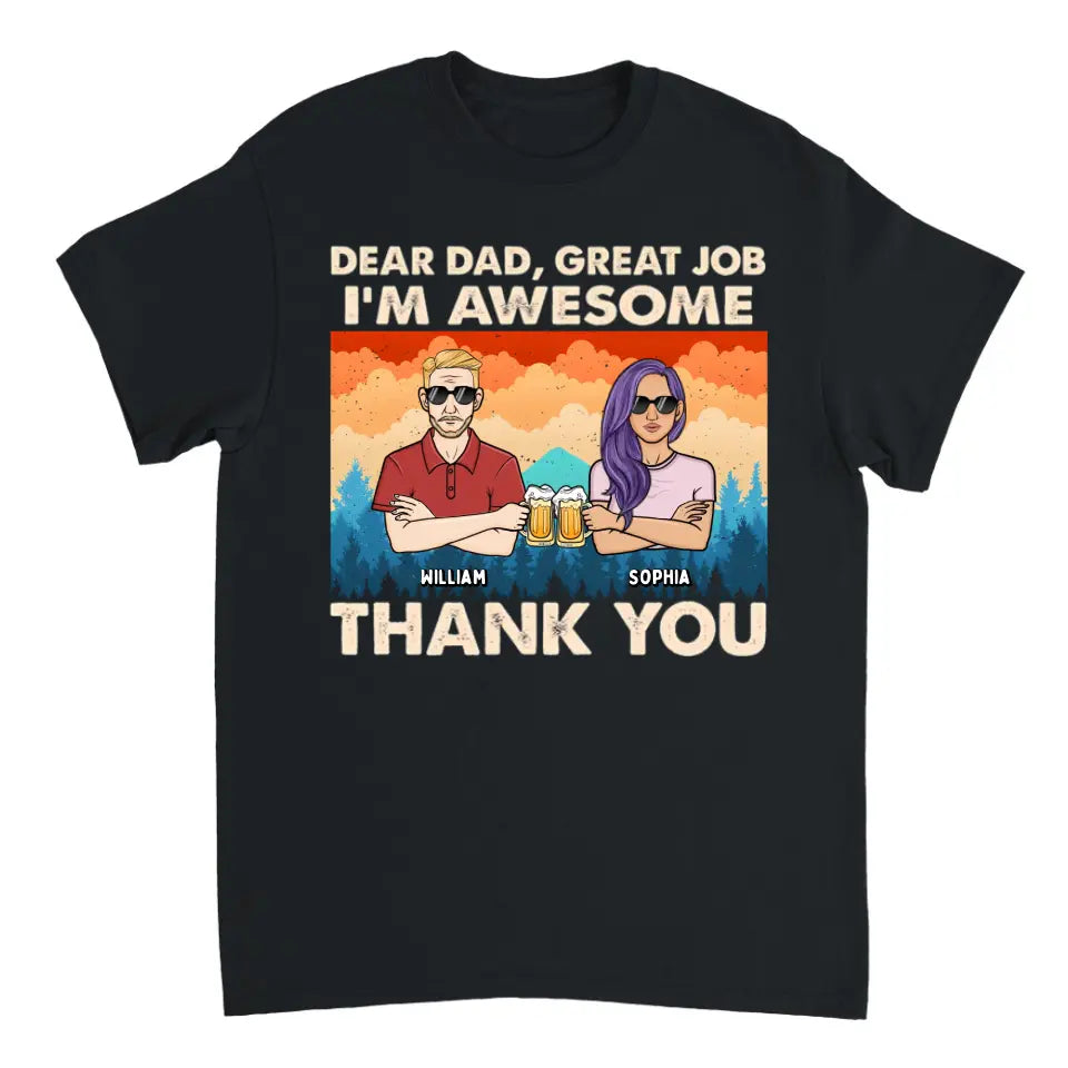 Dear Dad We're Awesome Thank You Forest Adult - Personalized Unisex T-shirt, Hoodie, Sweatshirt - Gift For Papa, Dad