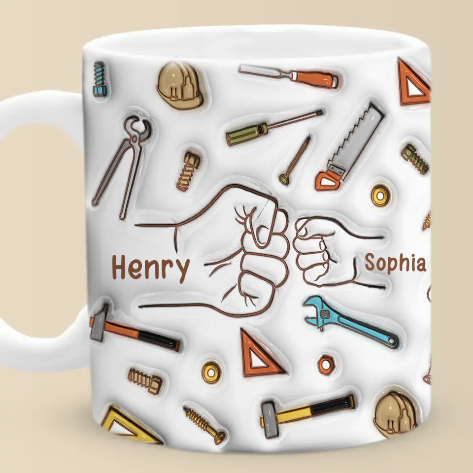 Dad First Bump - Personalized 3D Inflated Effect Mug - Gift For Dad, Grandpa