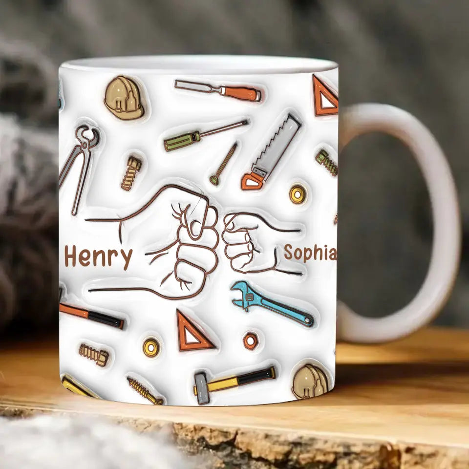 Dad First Bump - Personalized 3D Inflated Effect Mug - Gift For Dad, Grandpa
