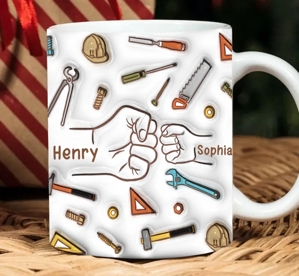 Dad First Bump - Personalized 3D Inflated Effect Mug - Gift For Dad, Grandpa