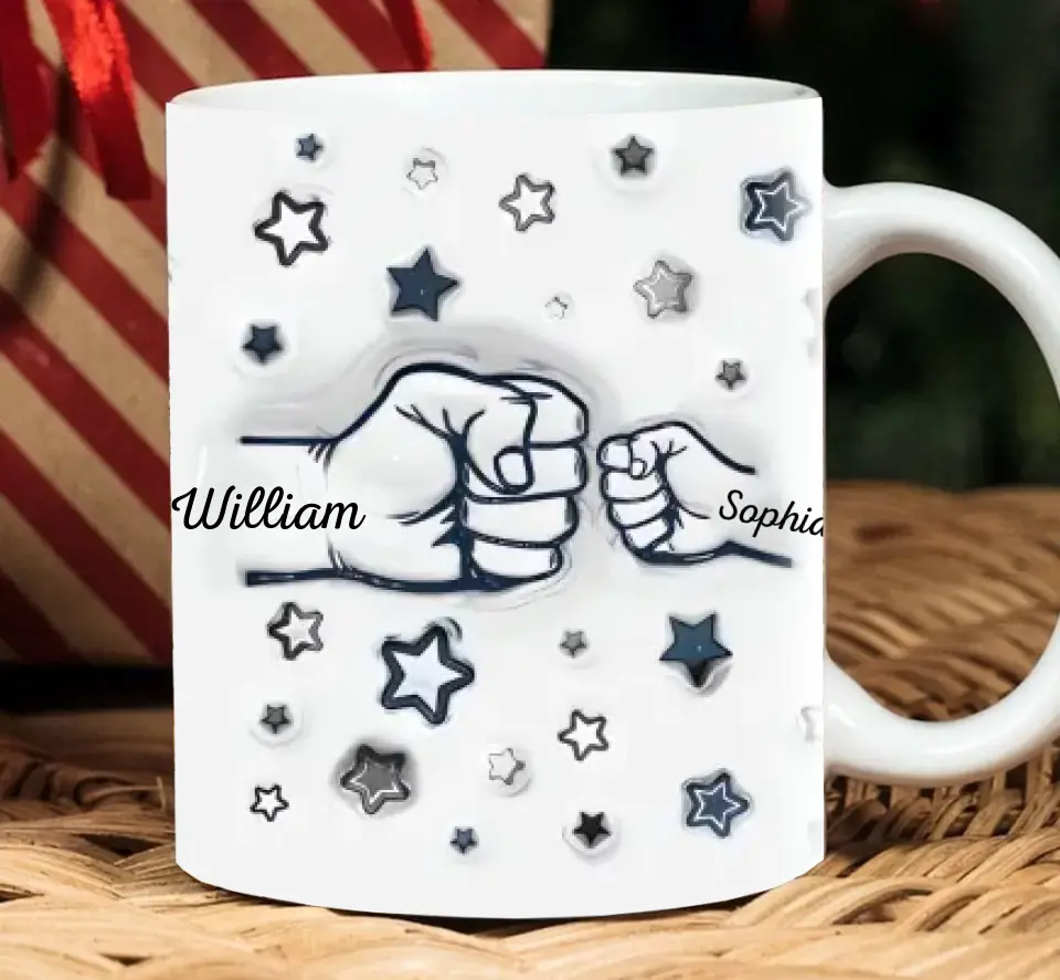 The Bond Between Dad and Kids - Personalized 3D Inflated Effect Printed Mug - Father's Day, Gift For Dad, Grandpa