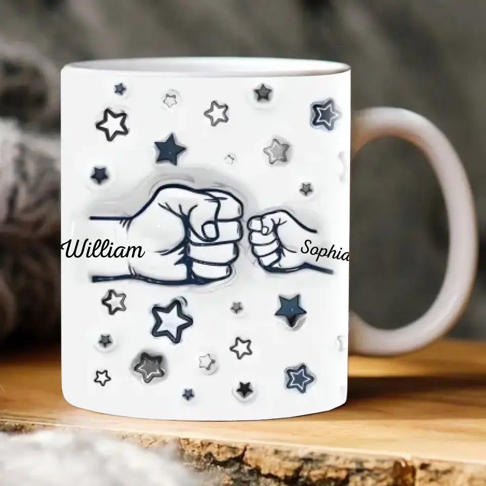 The Bond Between Dad and Kids - Personalized 3D Inflated Effect Printed Mug - Father's Day, Gift For Dad, Grandpa