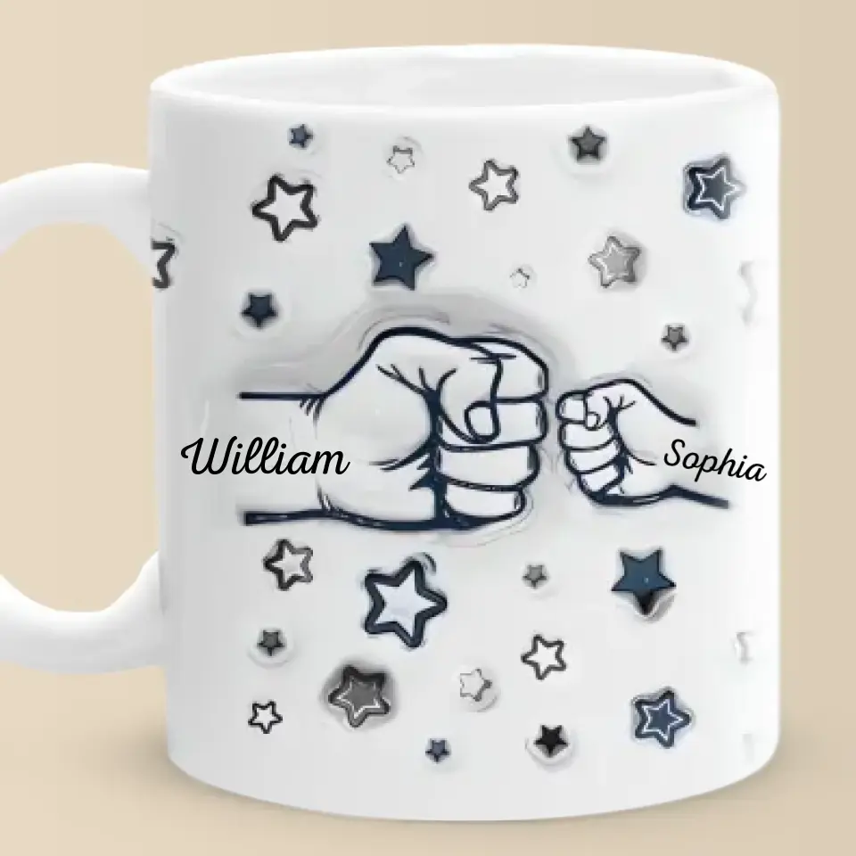 The Bond Between Dad and Kids - Personalized 3D Inflated Effect Printed Mug - Father's Day, Gift For Dad, Grandpa