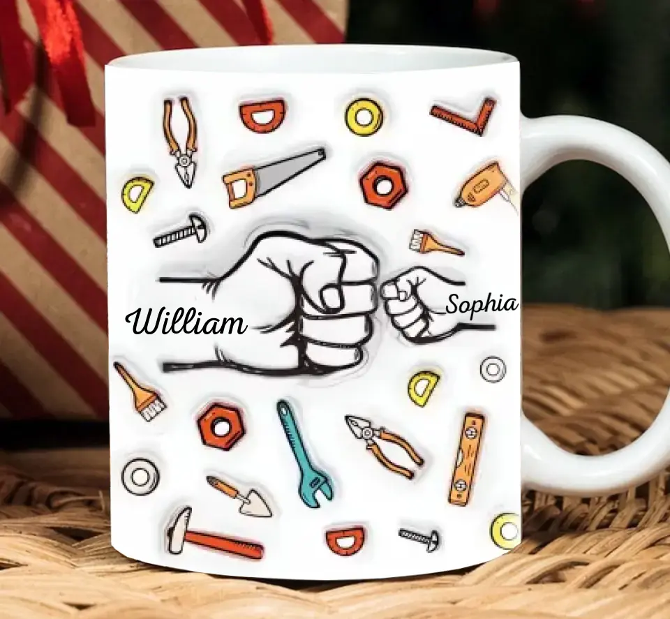 First Bump Dad 2 - Personalized 3D Inflated Effect Printed Mug - Father's Day, Gift For Dad, Grandpa