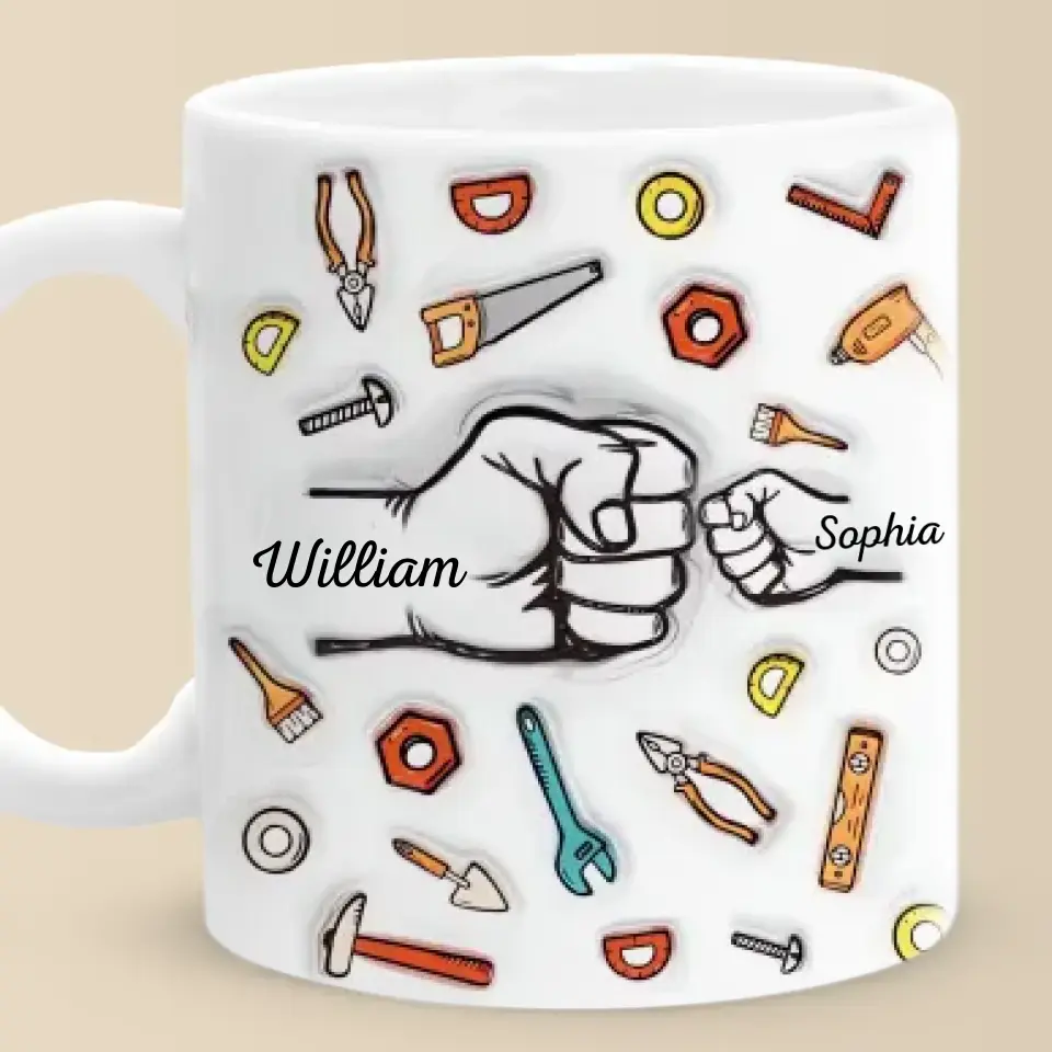 First Bump Dad 2 - Personalized 3D Inflated Effect Printed Mug - Father's Day, Gift For Dad, Grandpa