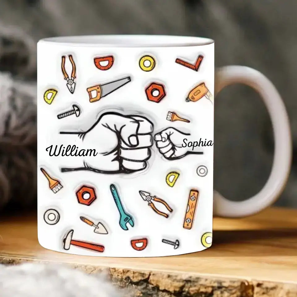 First Bump Dad 2 - Personalized 3D Inflated Effect Printed Mug - Father's Day, Gift For Dad, Grandpa