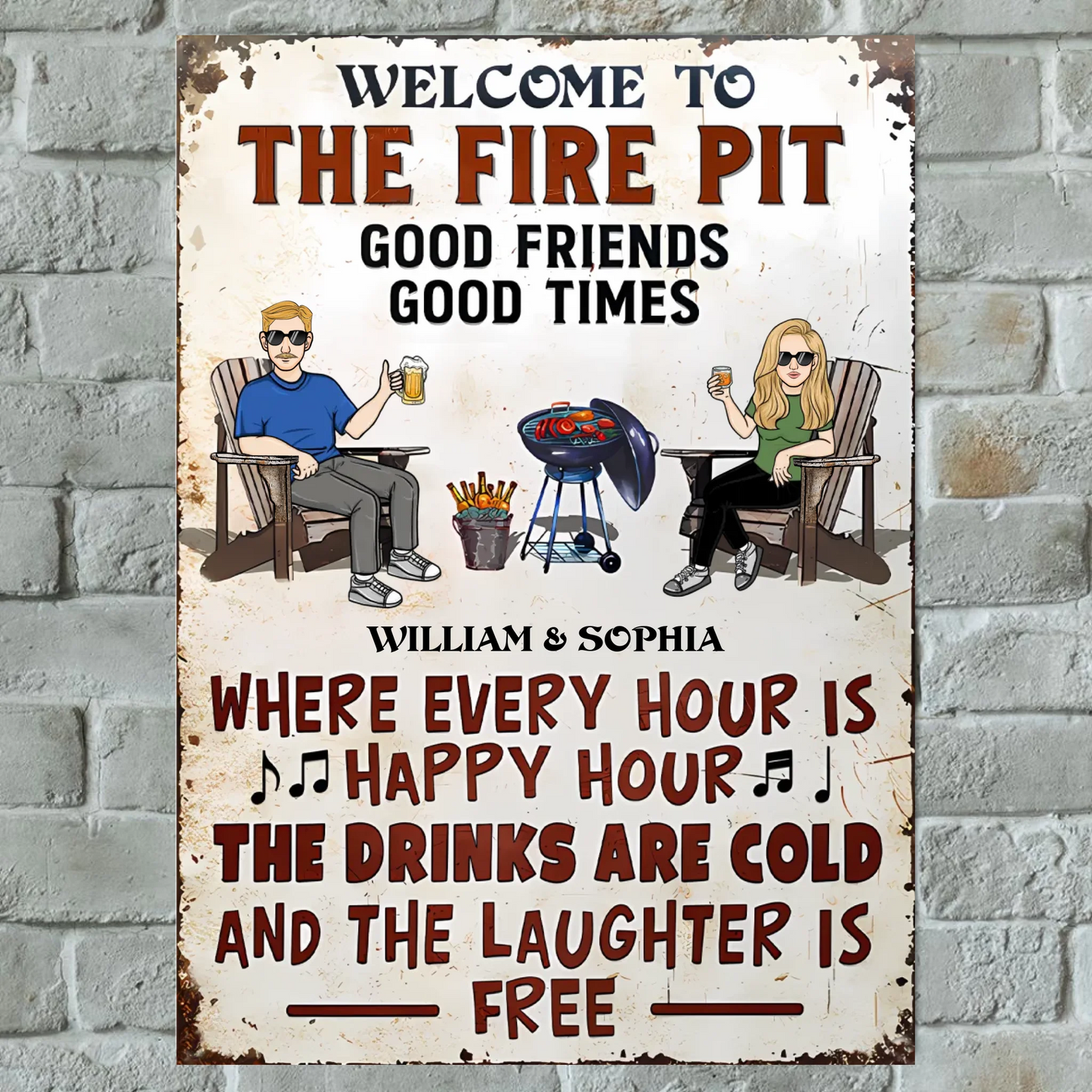 Where Every Hour Is Happy Hour - Personalized Vertical Metal Sign