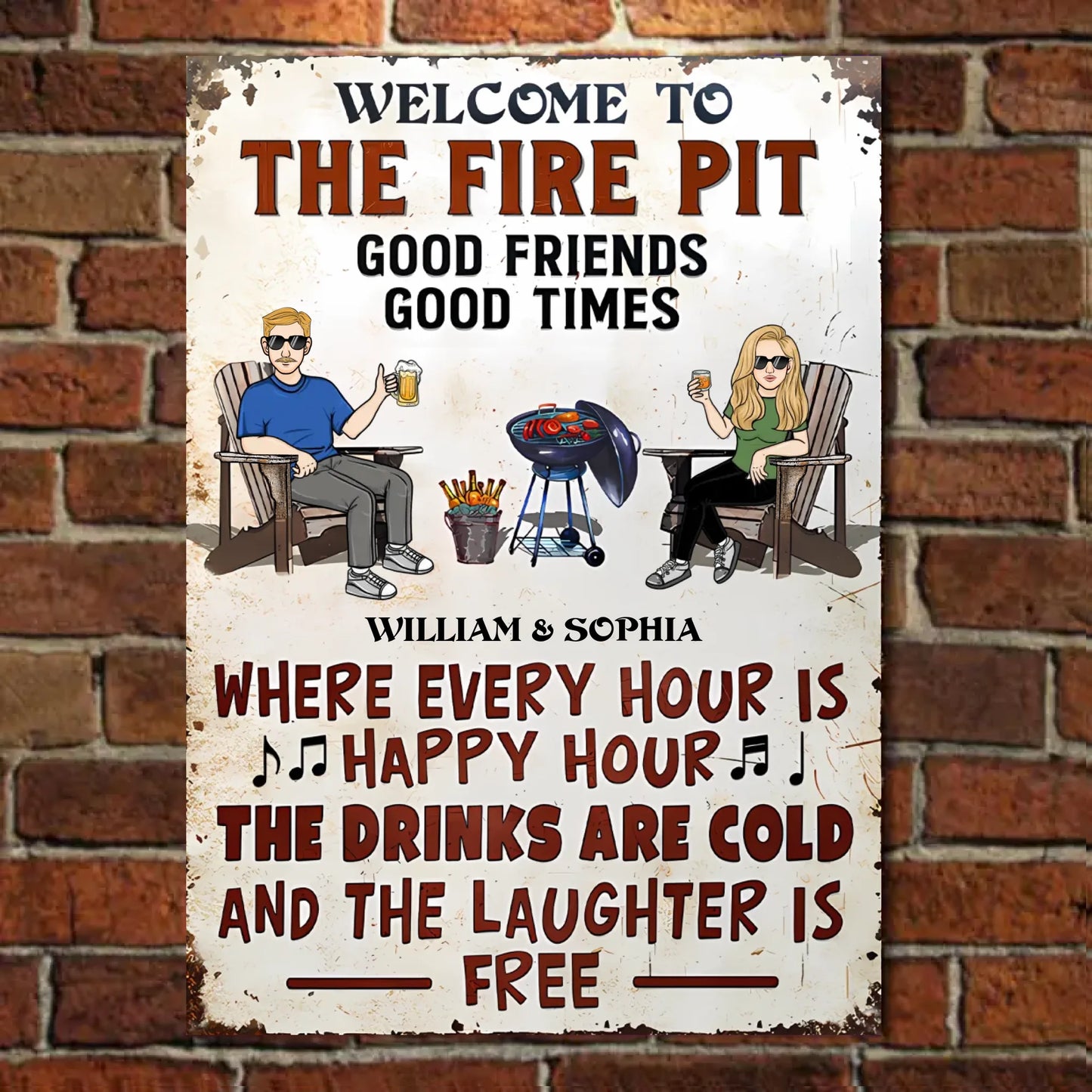Where Every Hour Is Happy Hour - Personalized Vertical Metal Sign