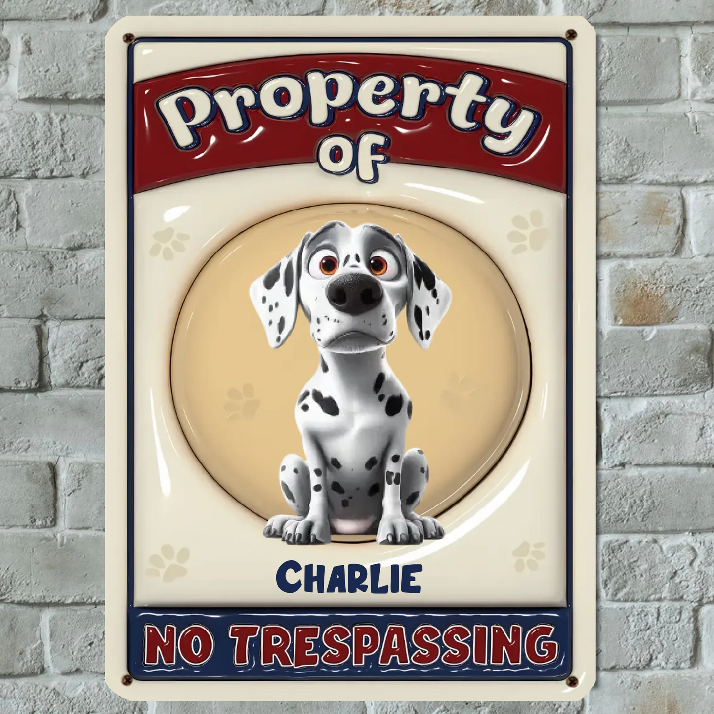 Property Of Dogs No Trespassing - Personalized Custom 3D Inflated Effect Metal Sign - Gift For Dog Lovers