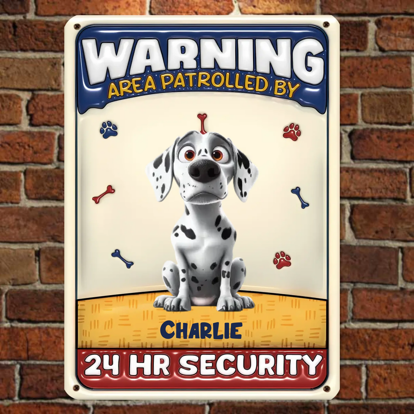Warning Area Patrolled By Dogs - Personalized Custom 3D Inflated Effect Metal Sign - Gift For Dog Lovers