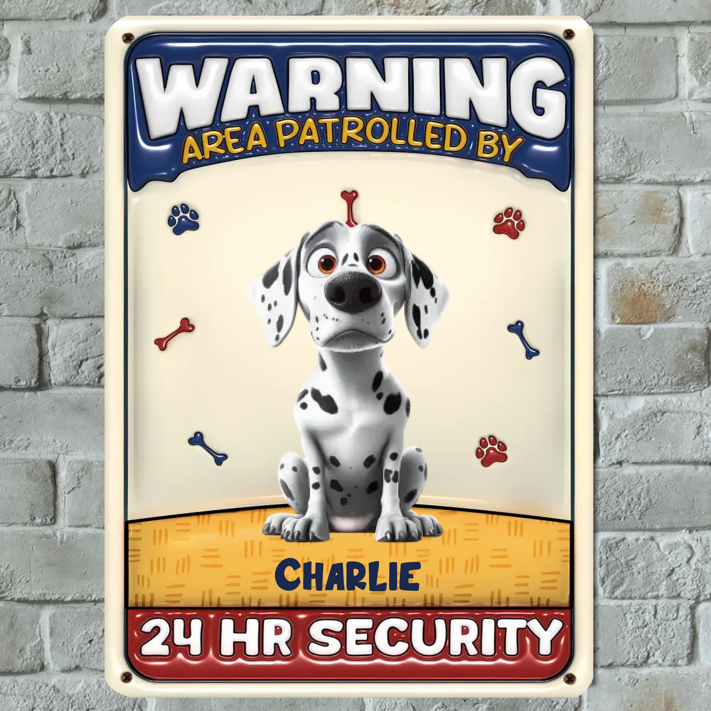 Warning Area Patrolled By Dogs - Personalized Custom 3D Inflated Effect Metal Sign - Gift For Dog Lovers