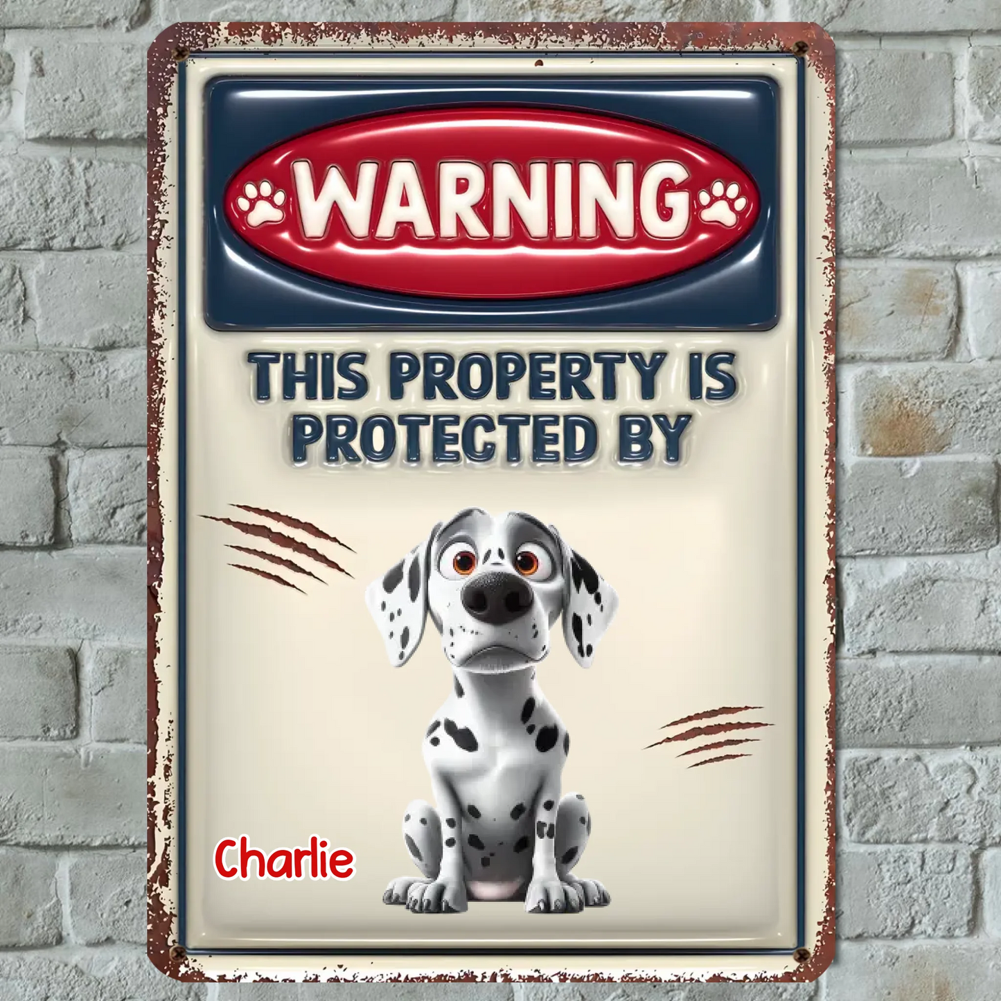 Warning This Property Are Protected By Dogs - Personalized Custom 3D Inflated Effect Metal Sign - Gift For Dog Lovers