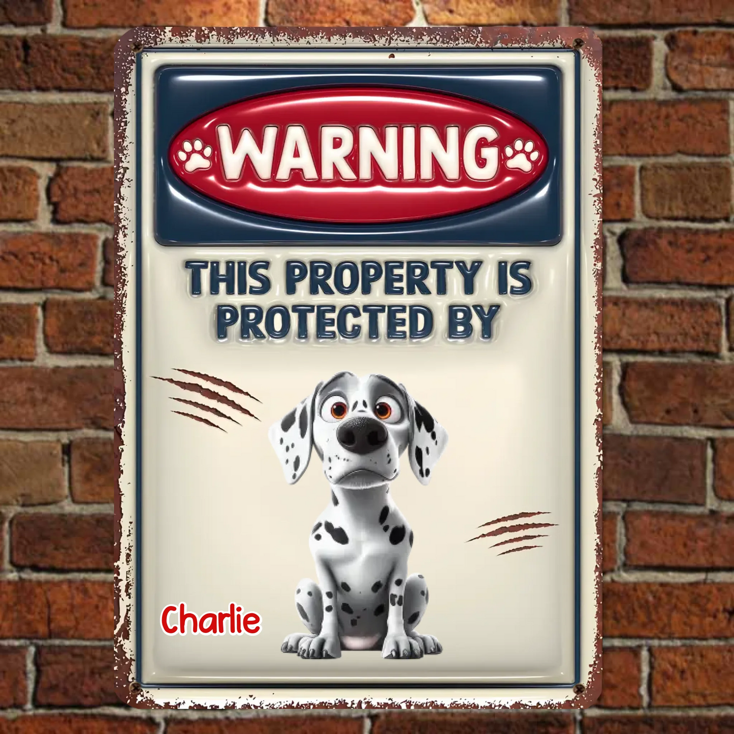 Warning This Property Are Protected By Dogs - Personalized Custom 3D Inflated Effect Metal Sign - Gift For Dog Lovers