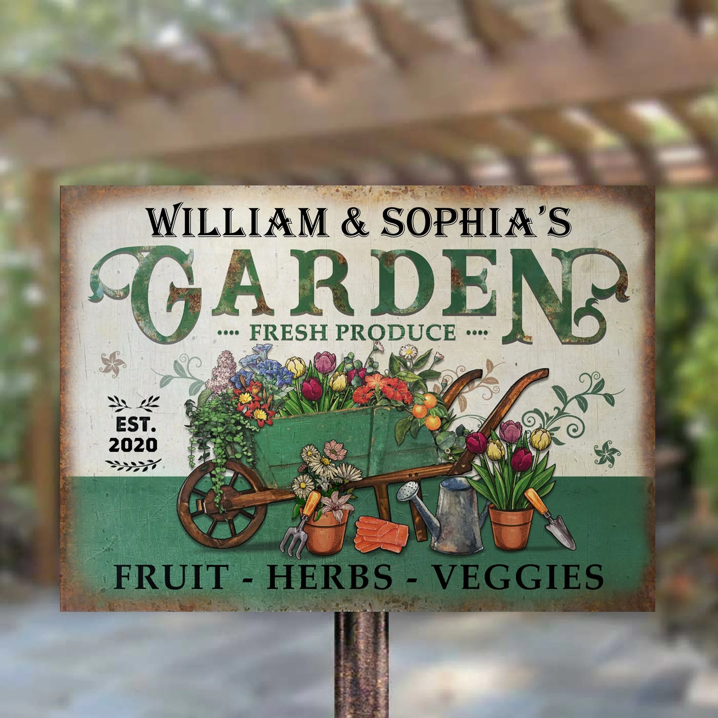Garden Fresh Produce - Personalized Horizontal Garden Sign