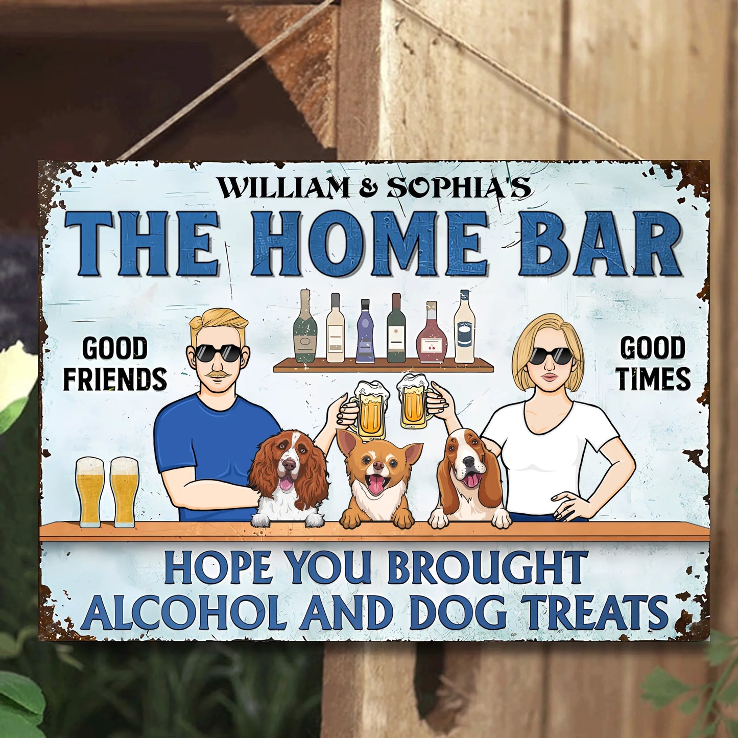 The Patio Bar Hope You Brought Alcohol And Dog Treats 2 - Personalized Horizontal Metal Sign